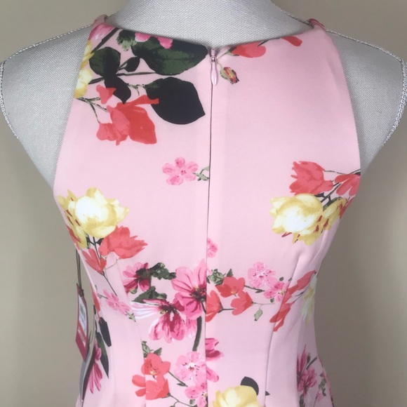 VINCE CAMUTO Womens Mini Light Pink Floral Halter Scuba Summer Dress Size 6P NEW - Picture 6 of 15